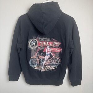 Biker Life Hoodie Sweatshirt Motorcycle Edgy Sexy USA Bikercore Black Size Large